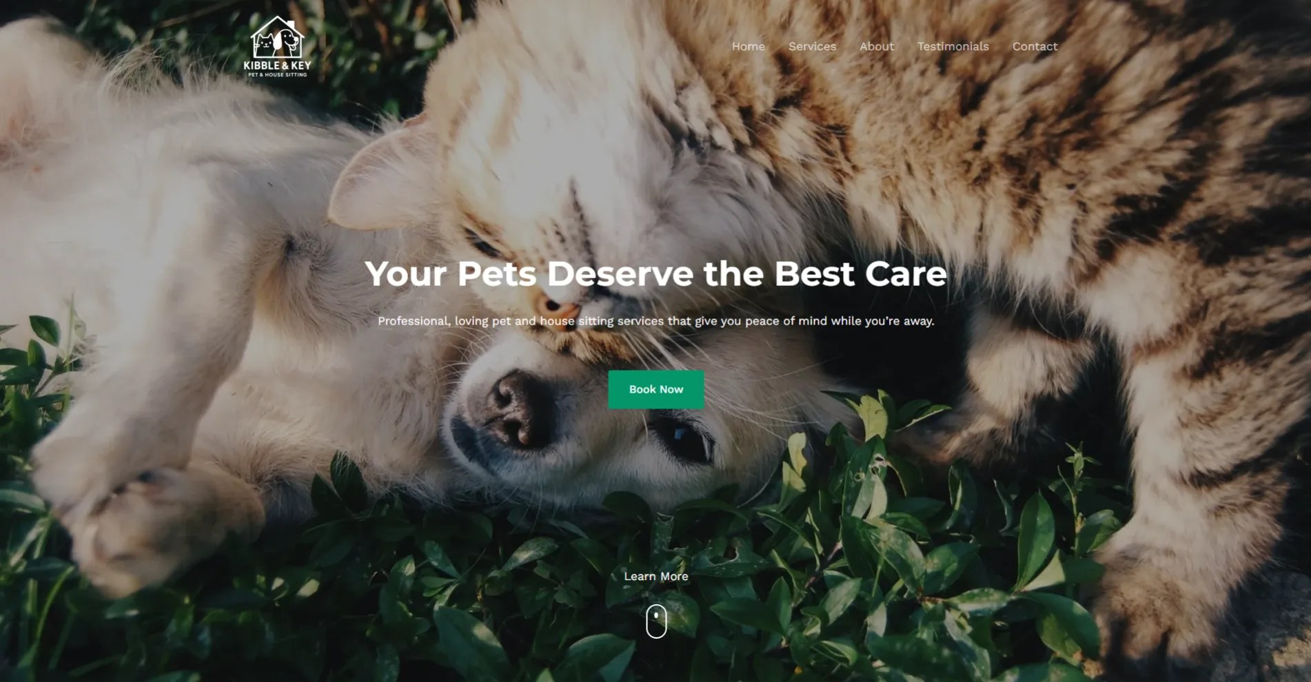 Kibble and Key website — pet and house sitting services