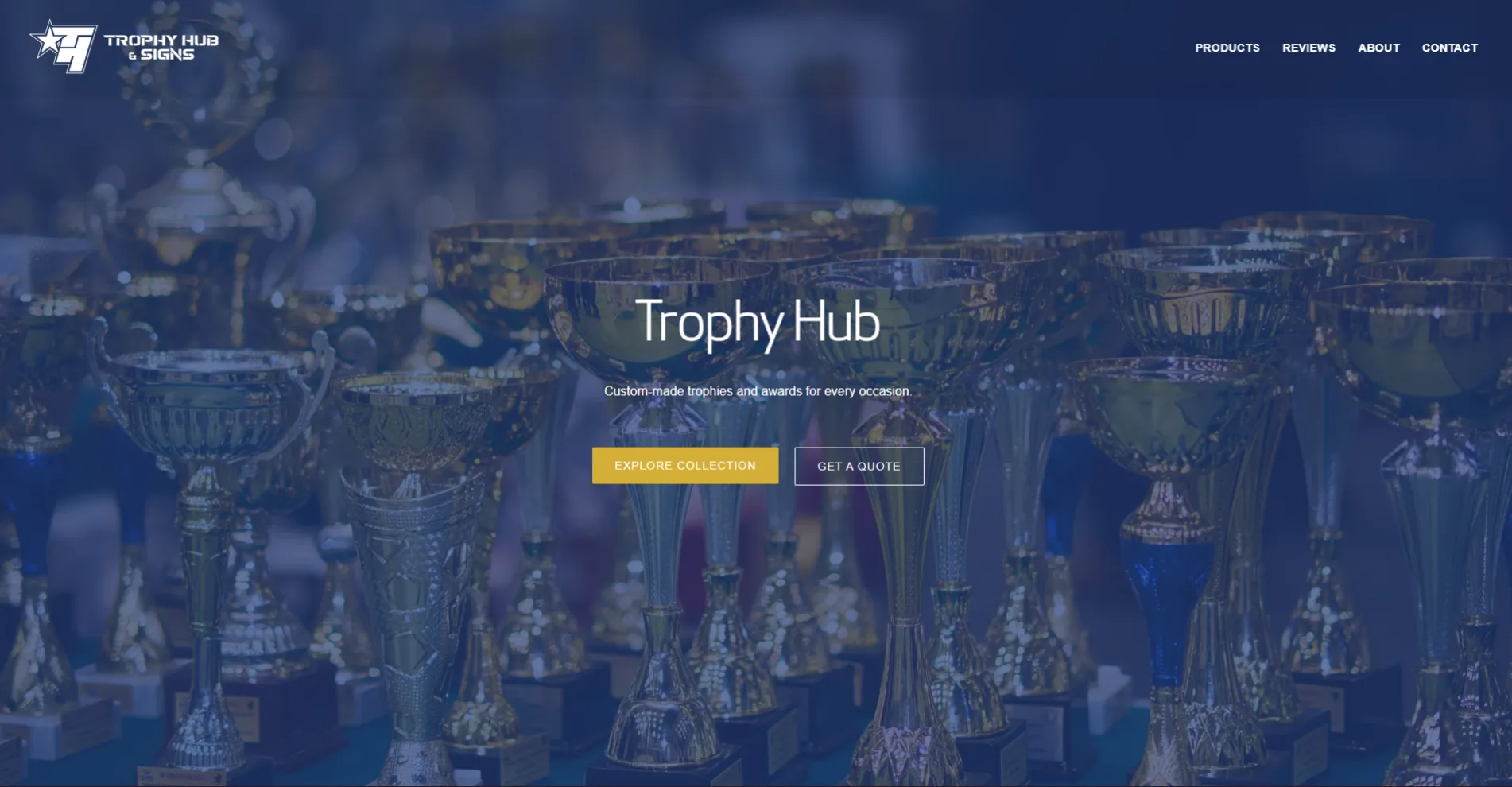 Trophy Hub website — trophies, medals and engraving services